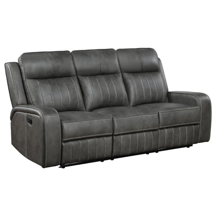 Raelynn - 3 Piece Upholstered Reclining Sofa Set - Gray 3 - Piece Living Room Set modern furniture Contempo Furniture