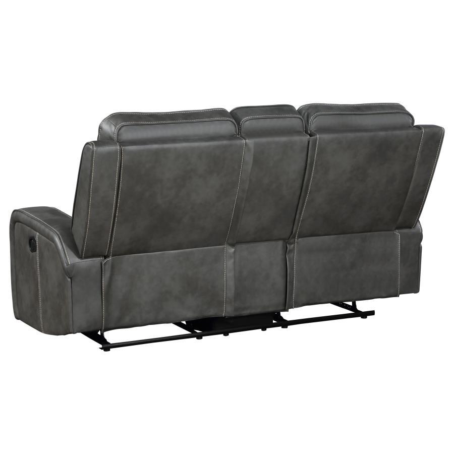 Raelynn - 3 Piece Upholstered Reclining Sofa Set - Gray 3 - Piece Living Room Set modern furniture Contempo Furniture