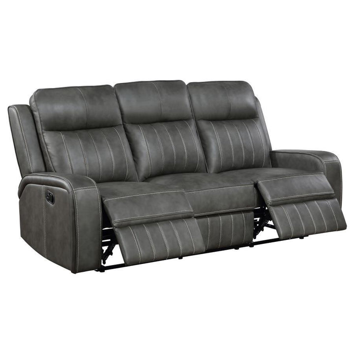 Raelynn - 3 Piece Upholstered Reclining Sofa Set - Gray 3 - Piece Living Room Set modern furniture Contempo Furniture