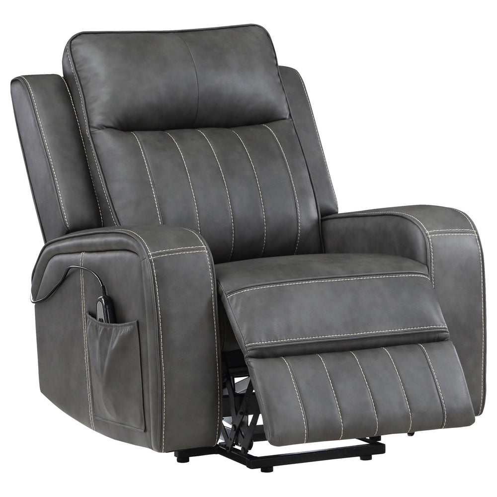 Raelynn - Upholstered Power Lift Recliner Chair - Gray Lift Chair modern furniture Contempo Furniture