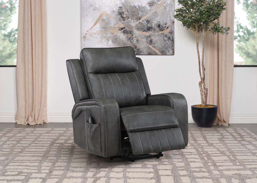 Raelynn - Upholstered Power Lift Recliner Chair - Gray Lift Chair modern furniture Contempo Furniture