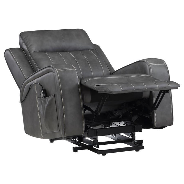 Raelynn - Upholstered Power Lift Recliner Chair - Gray Lift Chair modern furniture Contempo Furniture