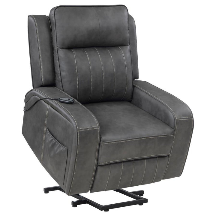 Raelynn - Upholstered Power Lift Recliner Chair - Gray Lift Chair modern furniture Contempo Furniture