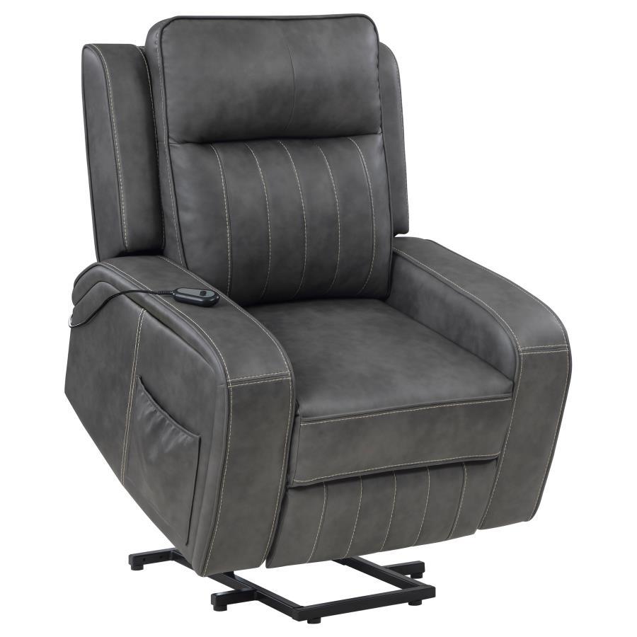 Raelynn - Upholstered Power Lift Recliner Chair - Gray Lift Chair modern furniture Contempo Furniture