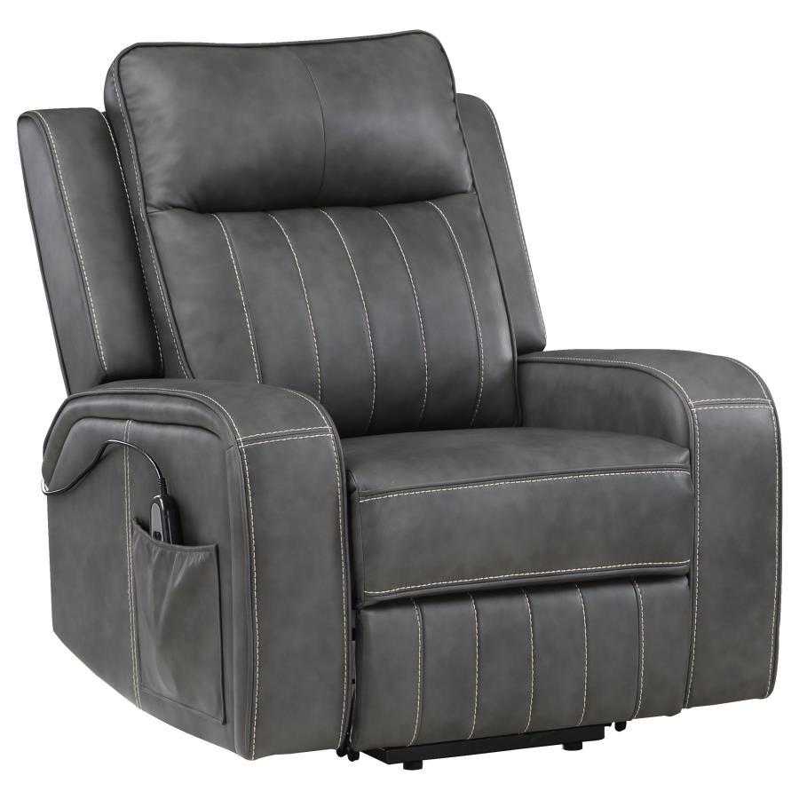 Raelynn - Upholstered Power Lift Recliner Chair - Gray Lift Chair modern furniture Contempo Furniture