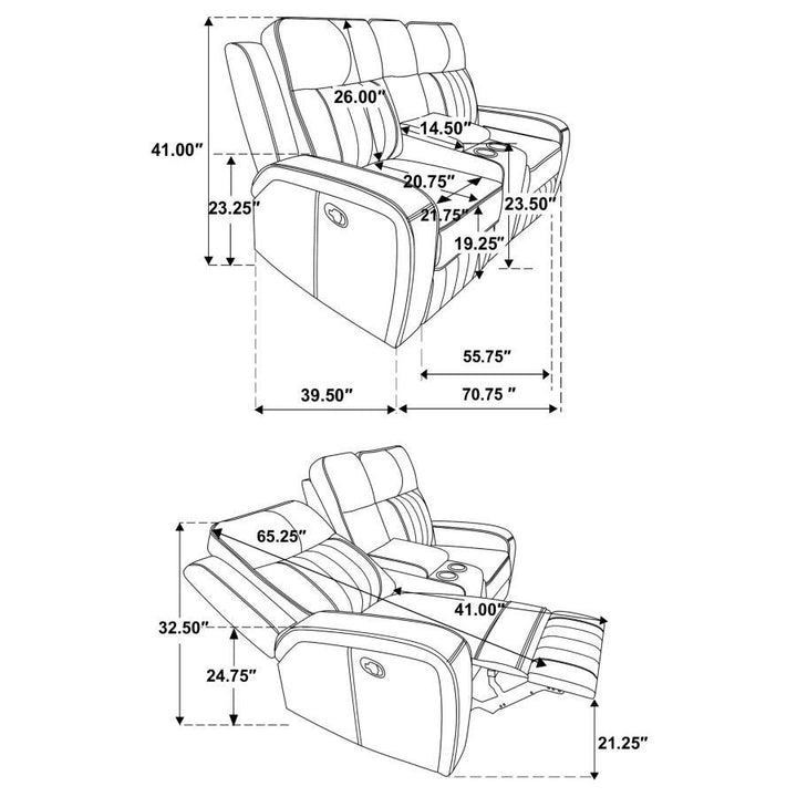 Raelynn - Upholstered Track Arm Motion Loveseat - Gray Reclining Loveseat modern furniture Contempo Furniture