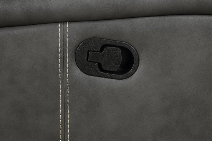 Raelynn - Upholstered Track Arm Motion Loveseat - Gray Reclining Loveseat modern furniture Contempo Furniture