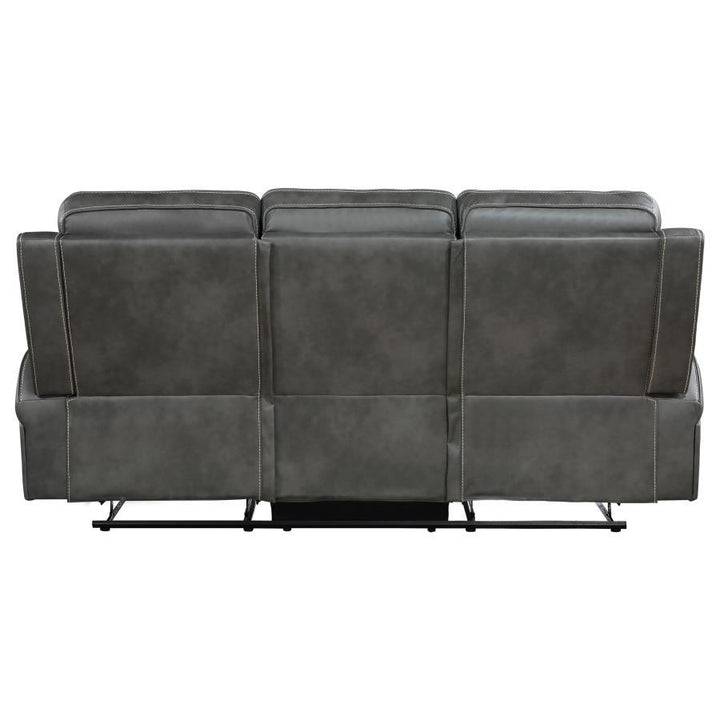 Raelynn - Upholstered Track Arm Motion Sofa - Gray Reclining Sofa modern furniture Contempo Furniture