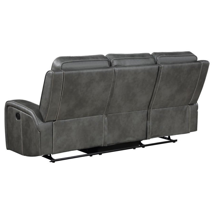 Raelynn - Upholstered Track Arm Motion Sofa - Gray Reclining Sofa modern furniture Contempo Furniture