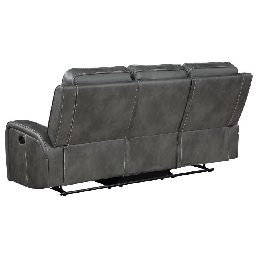 Raelynn - Upholstered Track Arm Motion Sofa - Gray Reclining Sofa modern furniture Contempo Furniture