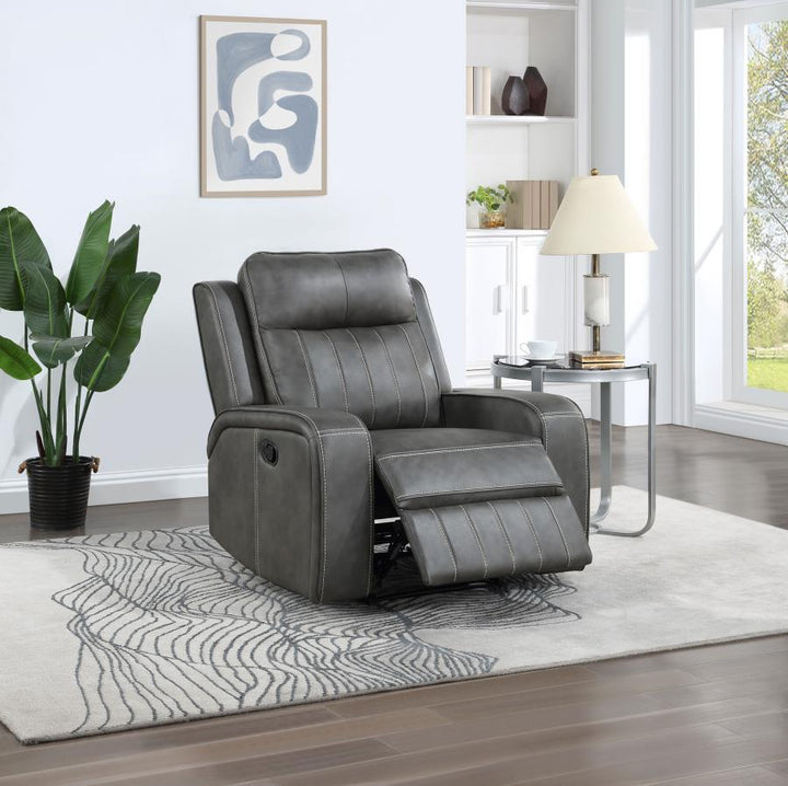 Raelynn - Upholstered Track Arm Recliner - Gray Reclining Chair modern furniture Contempo Furniture