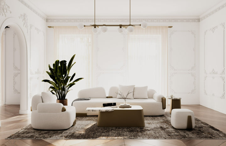 Yano - Modern White Marble + Antique Brass Coffee Table