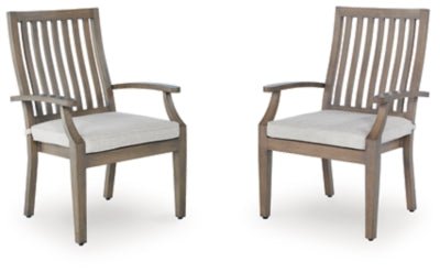 Rainier Ranch Outdoor Arm Chair with Cushion (Set of 2) - Beige Chair Set modern furniture Contempo Furniture