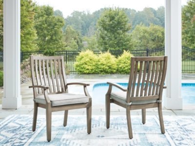 Rainier Ranch Outdoor Arm Chair with Cushion (Set of 2) - Beige Chair Set modern furniture Contempo Furniture