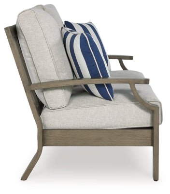 Rainier Ranch Outdoor Loveseat with Cushion - Beige Loveseat modern furniture Contempo Furniture