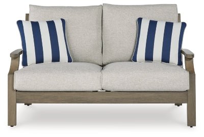 Rainier Ranch Outdoor Loveseat with Cushion - Beige Loveseat modern furniture Contempo Furniture