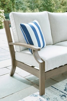 Rainier Ranch Outdoor Loveseat with Cushion - Beige Loveseat modern furniture Contempo Furniture