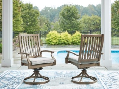 Rainier Ranch Outdoor Swivel Chair with Cushion (Set of 2) - Beige Chair Set modern furniture Contempo Furniture