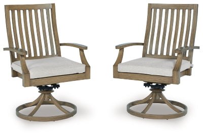 Rainier Ranch Outdoor Swivel Chair with Cushion (Set of 2) - Beige Chair Set modern furniture Contempo Furniture