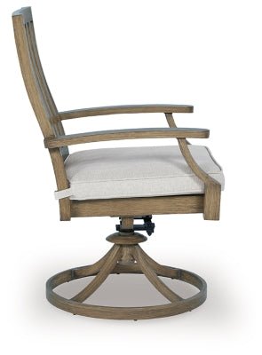 Rainier Ranch Outdoor Swivel Chair with Cushion (Set of 2) - Beige Chair Set modern furniture Contempo Furniture