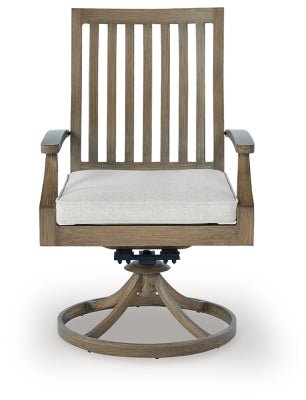 Rainier Ranch Outdoor Swivel Chair with Cushion (Set of 2) - Beige Chair Set modern furniture Contempo Furniture