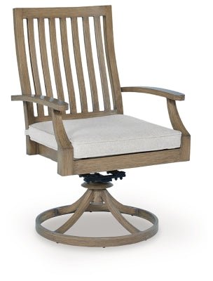 Rainier Ranch Outdoor Swivel Chair with Cushion (Set of 2) - Beige Chair Set modern furniture Contempo Furniture