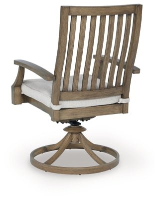 Rainier Ranch Outdoor Swivel Chair with Cushion (Set of 2) - Beige Chair Set modern furniture Contempo Furniture