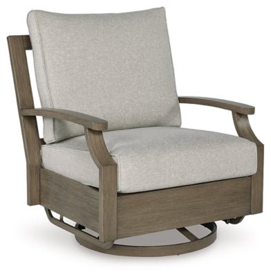 Rainier Ranch Outdoor Swivel Glider Chair with Cushion - Beige Swivel Chair modern furniture Contempo Furniture