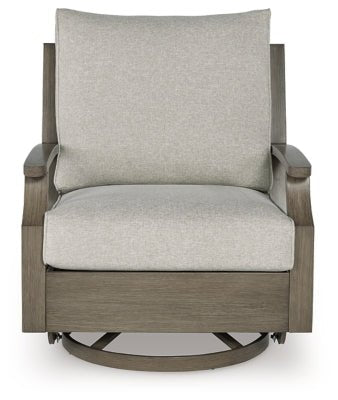 Rainier Ranch Outdoor Swivel Glider Chair with Cushion - Beige Swivel Chair modern furniture Contempo Furniture