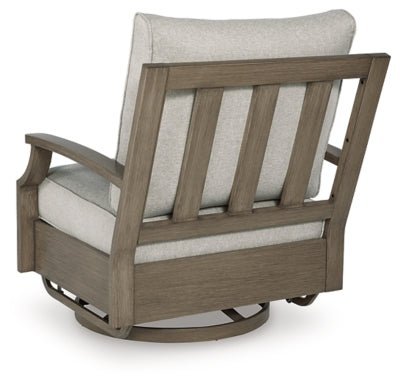 Rainier Ranch Outdoor Swivel Glider Chair with Cushion - Beige Swivel Chair modern furniture Contempo Furniture