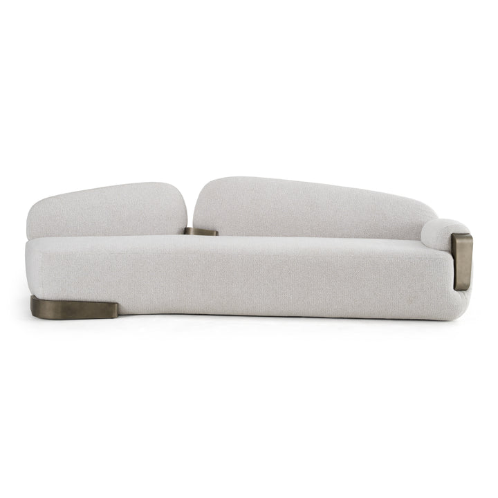 Rainier - Contemporary Off-White Fabric + Antique Brass Sofa