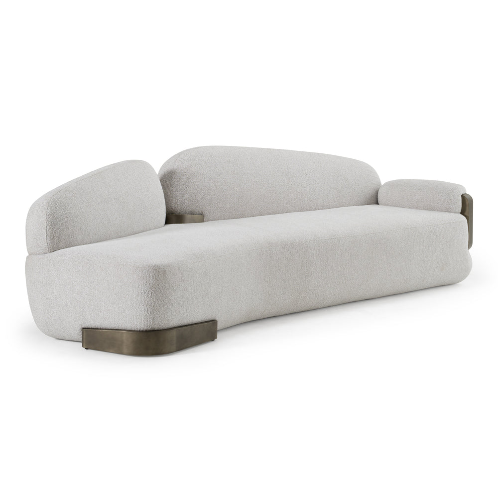 Rainier - Contemporary Off-White Fabric + Antique Brass Sofa - View 6