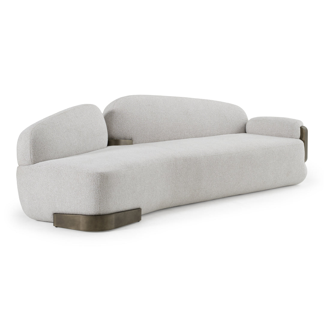Rainier - Contemporary Off-White Fabric + Antique Brass Sofa