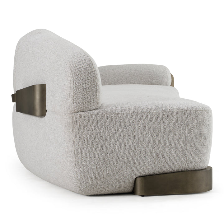 Rainier - Contemporary Off-White Fabric + Antique Brass Sofa