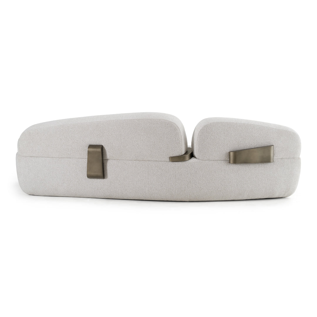 Rainier - Contemporary Off-White Fabric + Antique Brass Sofa