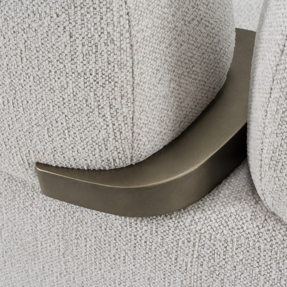 Rainier - Contemporary Off-White Fabric + Antique Brass Sofa - View 10