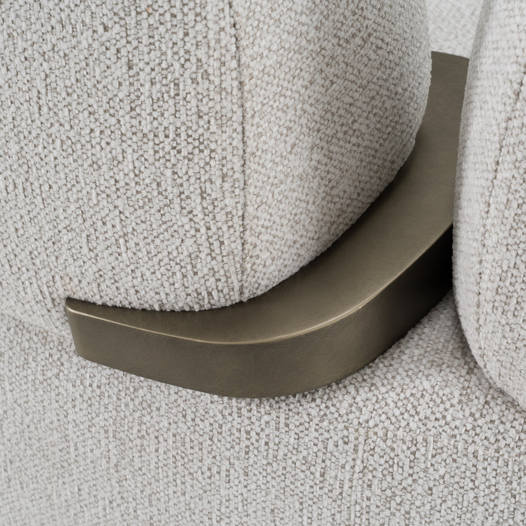 Rainier - Contemporary Off-White Fabric + Antique Brass Sofa