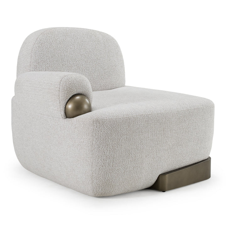 Rainier - Contemporary Off-White Fabric + Antique Brass Accent Chair