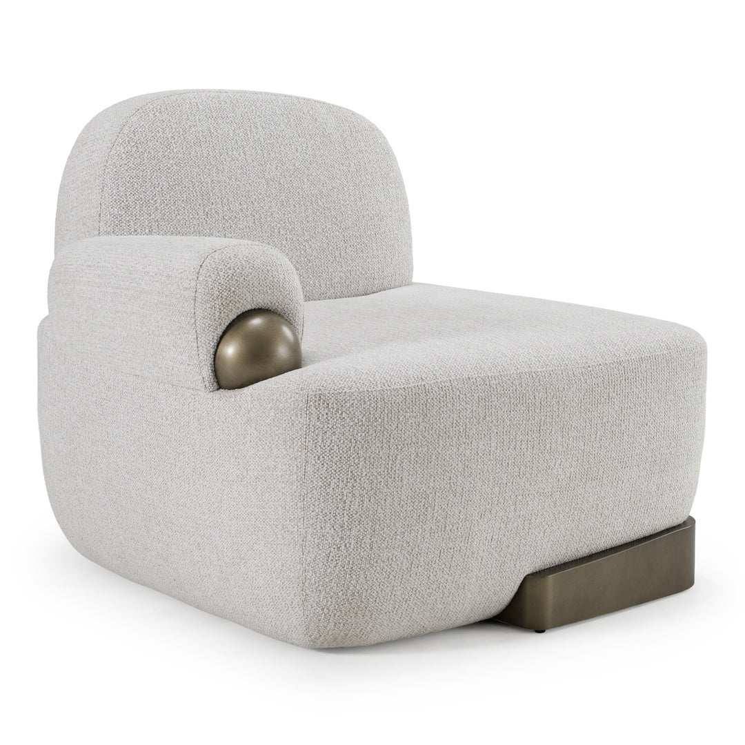 Rainier - Contemporary Off-White Fabric + Antique Brass Accent Chair