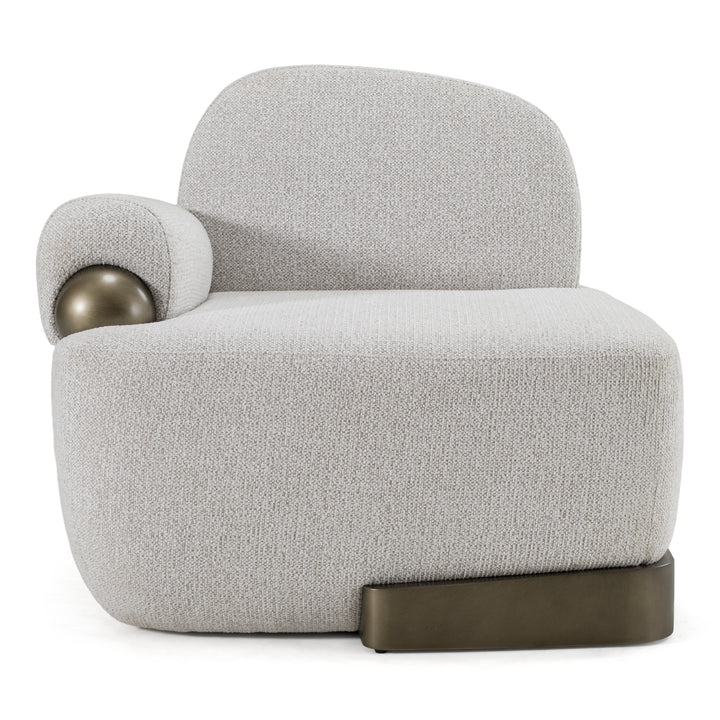 Rainier - Contemporary Off-White Fabric + Antique Brass Accent Chair