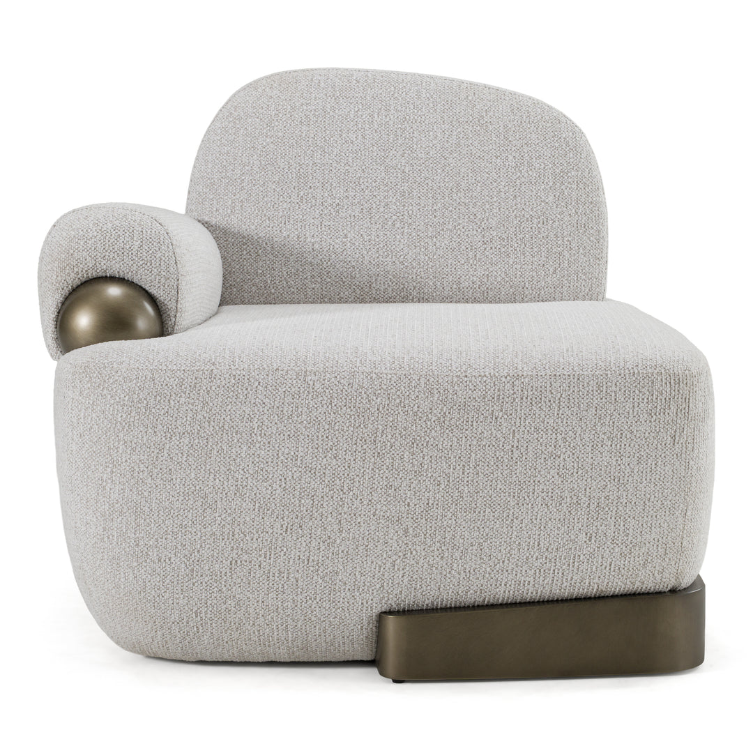 Rainier - Contemporary Off-White Fabric + Antique Brass Accent Chair