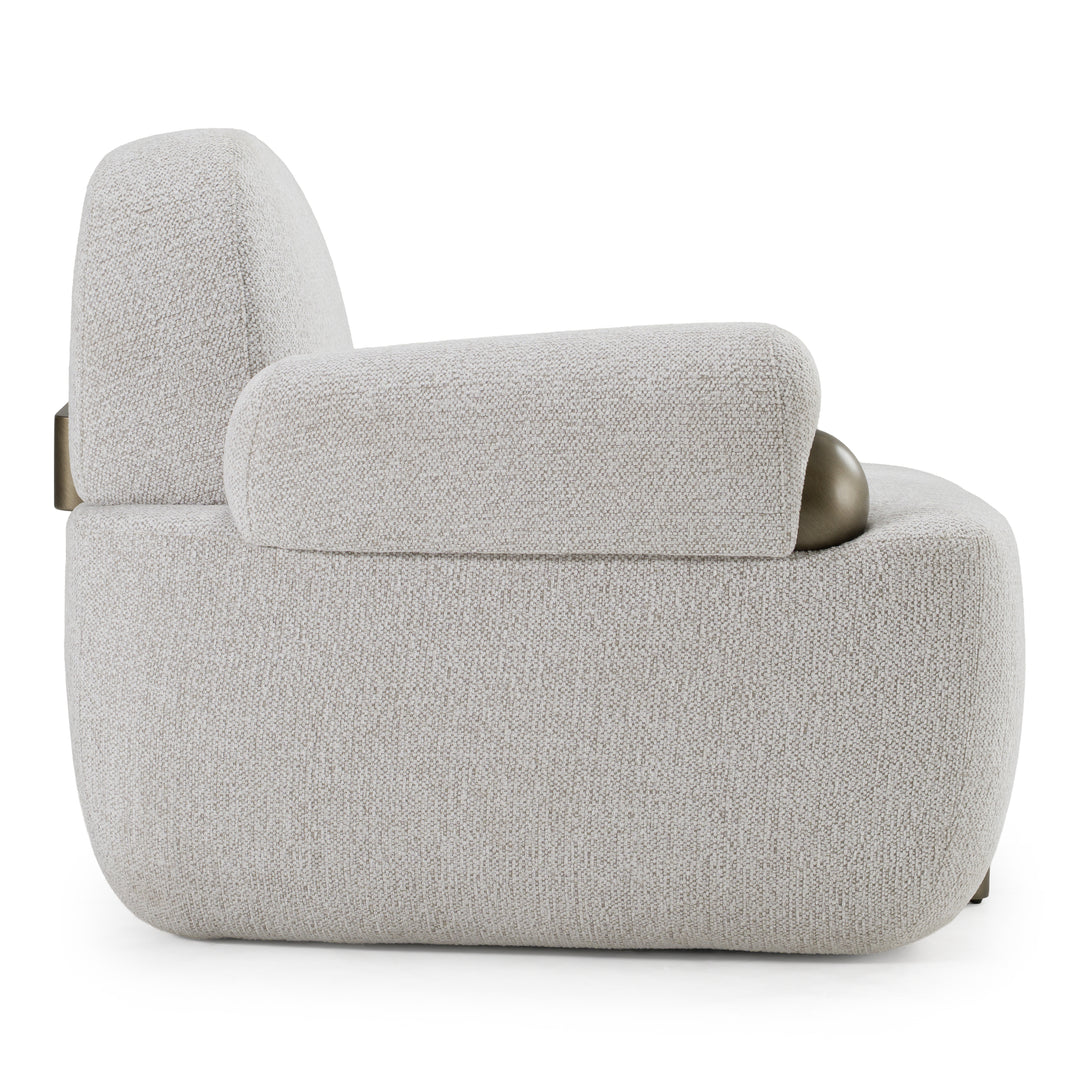 Rainier - Contemporary Off-White Fabric + Antique Brass Accent Chair