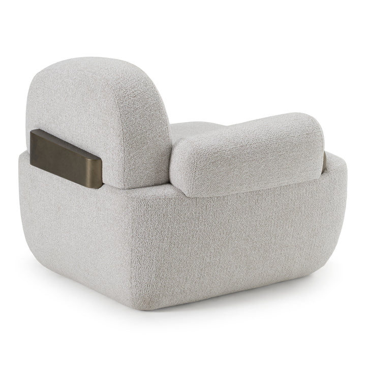 Rainier - Contemporary Off-White Fabric + Antique Brass Accent Chair