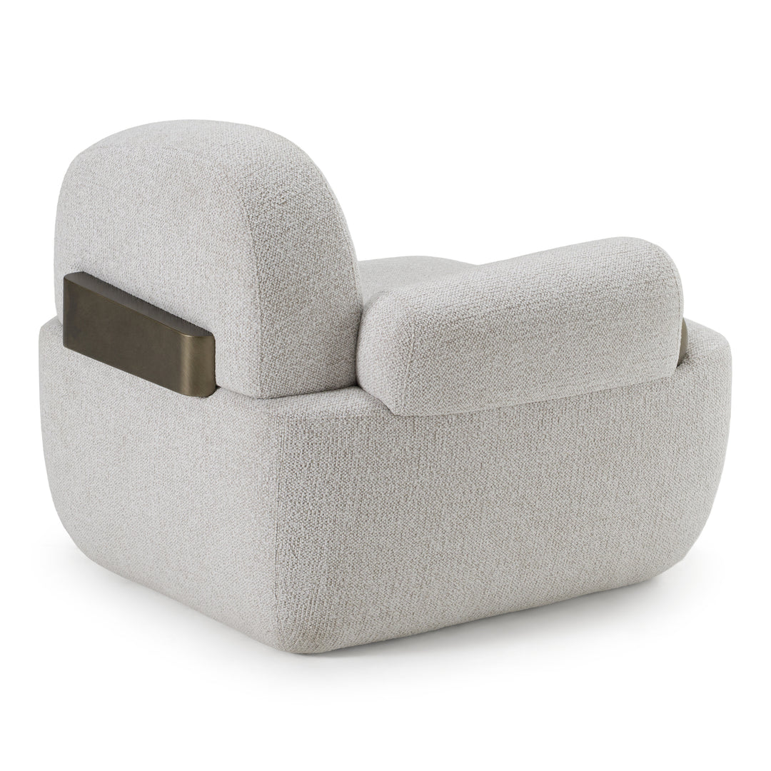 Rainier - Contemporary Off-White Fabric + Antique Brass Accent Chair