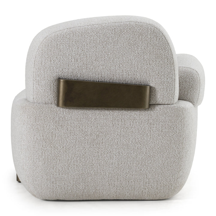 Rainier - Contemporary Off-White Fabric + Antique Brass Accent Chair