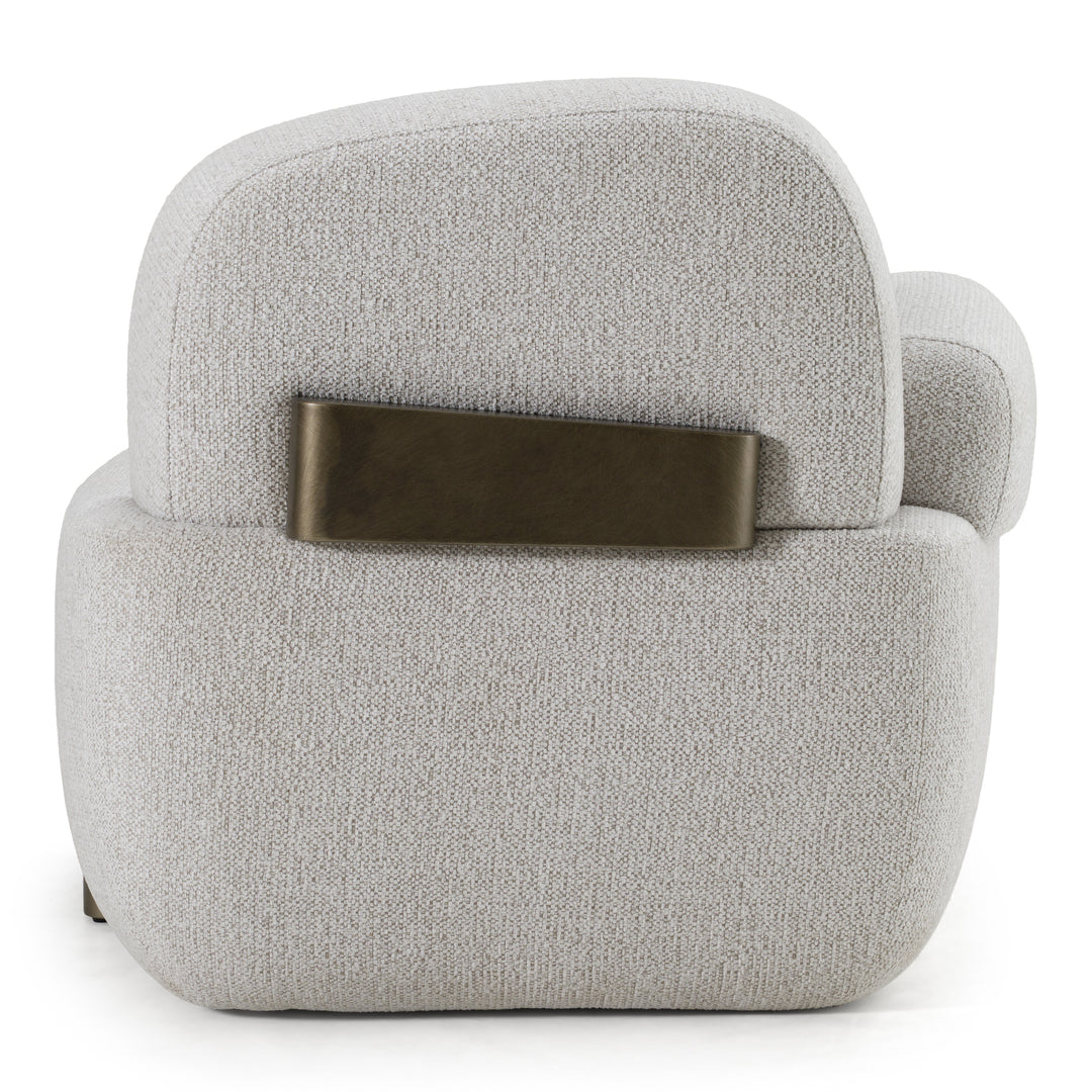 Rainier - Contemporary Off-White Fabric + Antique Brass Accent Chair