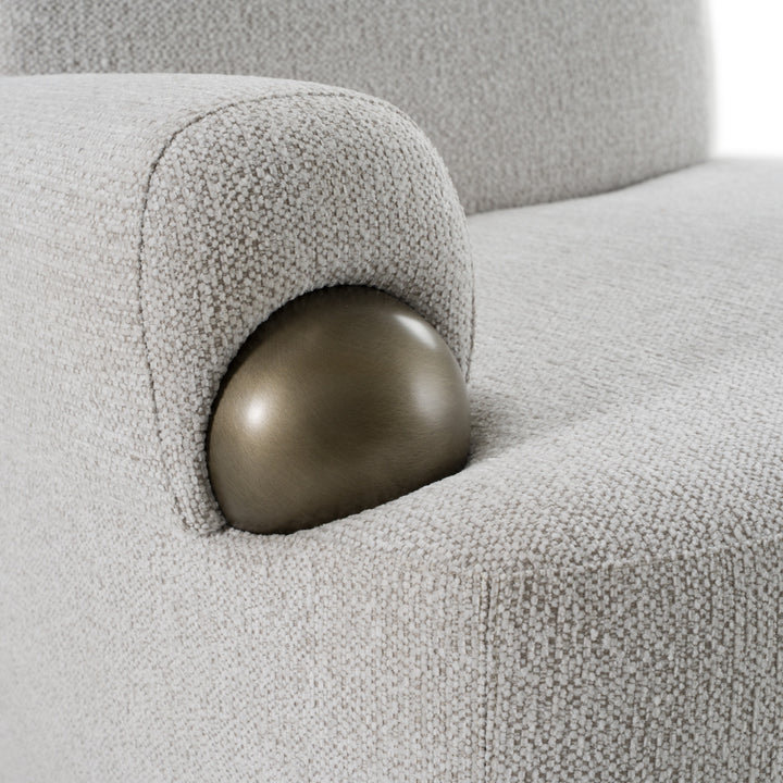 Rainier - Contemporary Off-White Fabric + Antique Brass Accent Chair