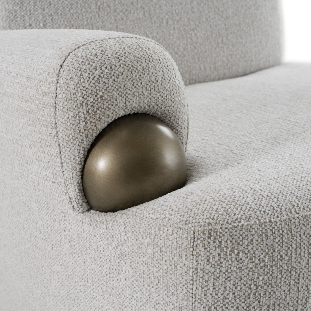 Rainier - Contemporary Off-White Fabric + Antique Brass Accent Chair
