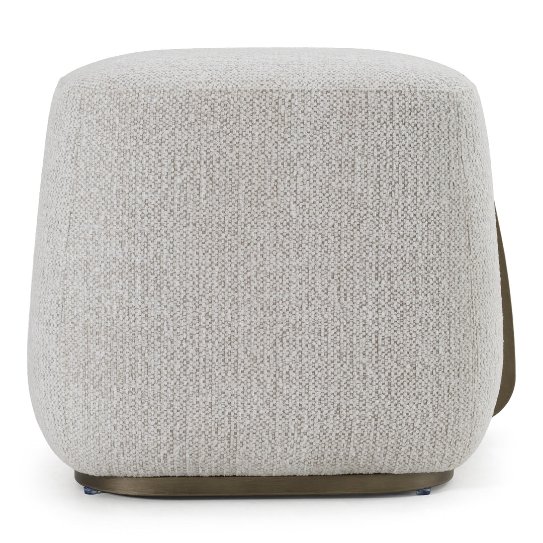 Rainier - Contemporary Off-White Fabric  Antique Brass Ottoman