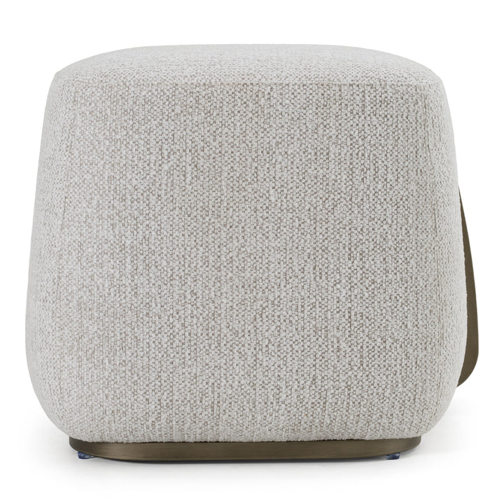 Rainier - Contemporary Off-White Fabric + Antique Brass Ottoman